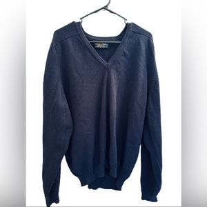 Men’s Brooks Brothers 100% Wool V-Neck Sweater Navy Blue Size XL